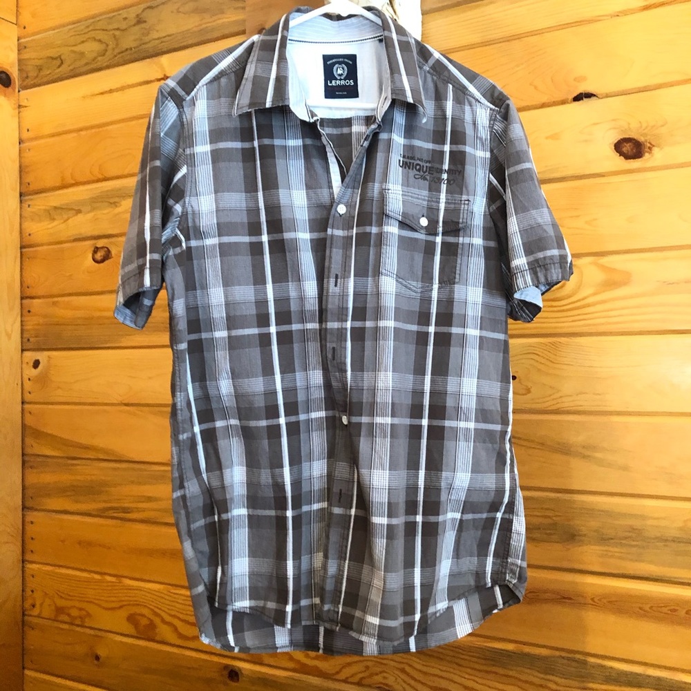Men Cotton casual plaid button shirt short sleeve